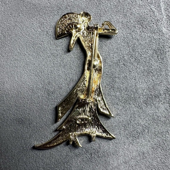 Vintage JJ 1988 Jonette Goldtone Woman Fan Brooch Pin – Formal Evening Jewelry - Picture 4 of 6
